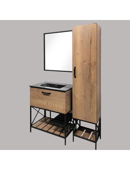 Купить COMFORTY. Тумба-умывальник "Бредфорд-75" дуб темный с раковиной COMFORTY 75E черная матовая (00004149064) по цене 53240 руб., в Санкт-Петебруге в интернет магазине 100-Систем, а также дургие товары COMFORTY из раздела Тумбы с умывальником и Мебель для ванной комнаты