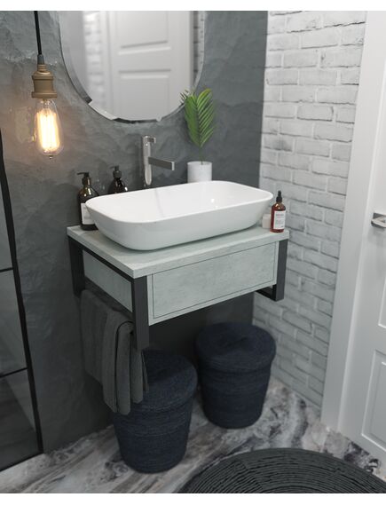 Купить 1MARKA Тумба GRUNGE LOFT 60П 1в.я Бетон светлый (ц0000001582) по цене 16293 руб., в Санкт-Петебруге в интернет магазине 100-Систем, а также дургие товары 1MARKA из раздела Тумбы под раковину и Мебель для ванной комнаты