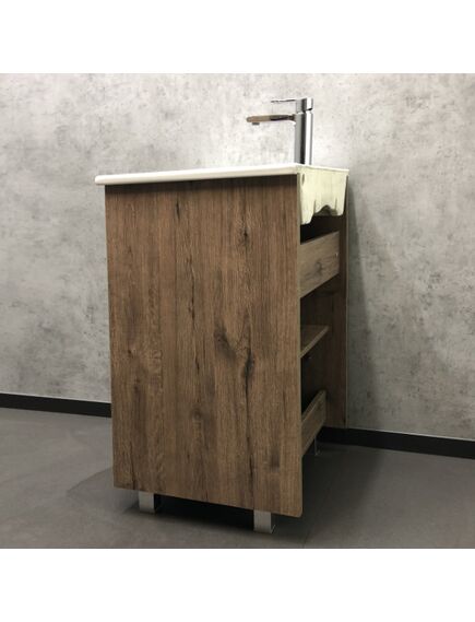 Купить COMFORTY. Тумба-умывальник "Марио-60" дуб темный с раковиной "Quadro 60" (00-00004155) по цене 21670 руб., в Санкт-Петебруге в интернет магазине 100-Систем, а также дургие товары COMFORTY из раздела Тумбы с умывальником и Мебель для ванной комнаты