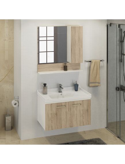 Купить COMFORTY. Тумба-умывальник "Рига-80" дуб сонома с раковиной COMFORTY 9335-80 (00004139026) по цене 27170 руб., в Санкт-Петебруге в интернет магазине 100-Систем, а также дургие товары COMFORTY из раздела Тумбы с умывальником и Мебель для ванной комнаты