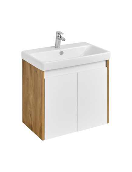Купить Тумба с раковиной Акватон Сканди Doors, 1A2829K0SDZ90, 80 см, подвесная, цвет белый/дуб рустикальный (1a2829k0sdz90) по цене 20682.4 руб., в Санкт-Петебруге в интернет магазине 100-Систем, а также дургие товары AQUATON из раздела Тумбы с умывальником и Мебель для ванной комнаты