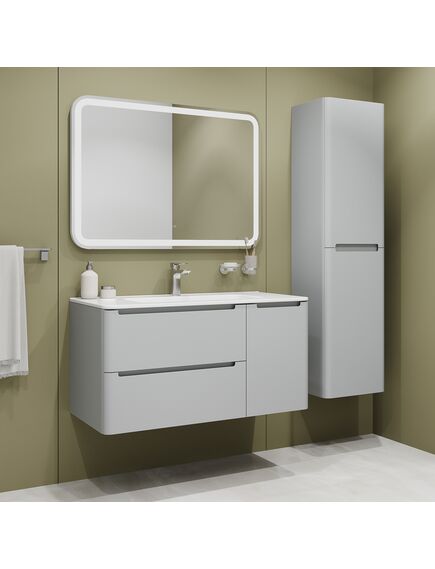 Купить Тумба с умывальником, подвесная, 100 см, светло-серый, Edifice, IDDIS, EDI10L0i95K подходит умыв. 0101000i28 (edi10l0i95k) по цене 62580 руб., в Санкт-Петебруге в интернет магазине 100-Систем, а также дургие товары IDDIS из раздела Тумбы с умывальником и Мебель для ванной комнаты