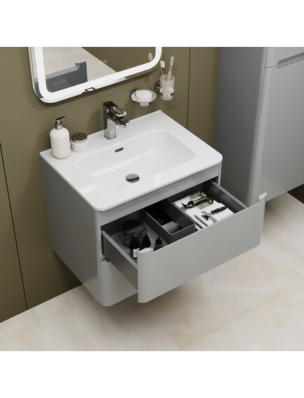 Купить Тумба с умывальником, подвесная, 60 см, светло-серый, Edifice, IDDIS, EDI60L0i95K подходит умыв. 0106000i28 (edi60l0i95k) по цене 49380 руб., в Санкт-Петебруге в интернет магазине 100-Систем, а также дургие товары IDDIS из раздела Тумбы с умывальником и Мебель для ванной комнаты