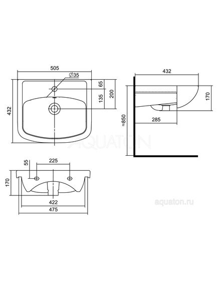 Купить Раковина AQUATON Акватоп 50 1WH110171 (1wh110171) по цене 2441.1 руб., в Санкт-Петебруге в интернет магазине 100-Систем, а также дургие товары AQUATON из раздела Встраиваемые раковины и Раковины и пьедесталы