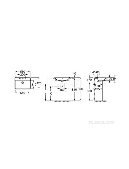 Купить Раковина Roca Inspira Square 55x42 32753S000 (32753s000) по цене 35987.77 руб., в Санкт-Петебруге в интернет магазине 100-Систем, а также дургие товары ROCA из раздела Встраиваемые раковины и Раковины и пьедесталы