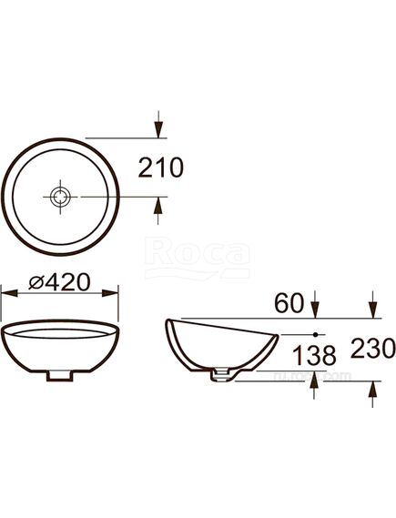 Купить Раковина Roca Bol D42 327876000 (327876000) по цене 11573.28 руб., в Санкт-Петебруге в интернет магазине 100-Систем, а также дургие товары ROCA из раздела Накладные раковины и Раковины и пьедесталы