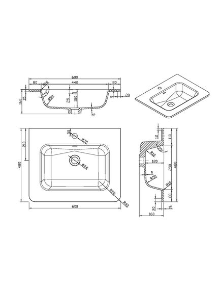 Купить Раковина VCB-1A600W из искусственного камня, цвет белый, , шт (vcb-1a600w) по цене 12122 руб., в Санкт-Петебруге в интернет магазине 100-Систем, а также дургие товары Vincea из раздела Встраиваемые раковины и Раковины и пьедесталы