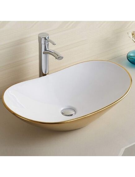 Купить Раковина CeramaLux 61 7811AJW Золотая (7811AJW) по цене 15700 руб., в Санкт-Петебруге в интернет магазине 100-Систем, а также дургие товары CeramaLux из раздела Накладные раковины и Раковины и пьедесталы