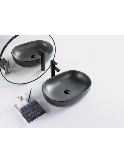 Купить Раковина накладная керамическая, овальная, серая матовая, BB1084-H311, 600x420x140 (bb1084-h311) по цене 18560 руб., в Санкт-Петебруге в интернет магазине 100-Систем, а также дургие товары BelBagno из раздела Накладные раковины и Раковины и пьедесталы