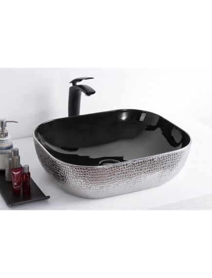 Купить Раковина-чаша CeramaLux 50 D1302H0 Серебро Черная (d1302h020) по цене 7300 руб., в Санкт-Петебруге в интернет магазине 100-Систем, а также дургие товары CeramaLux из раздела Накладные раковины и Раковины и пьедесталы
