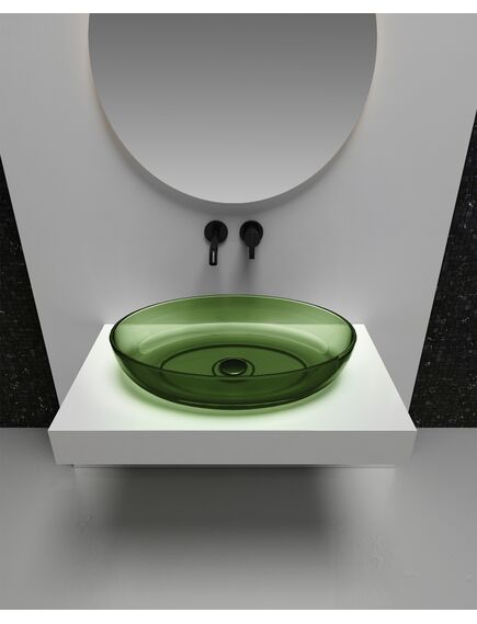 Купить Раковина накладная прозрачная ABBER Kristall AT2801Emerald зеленая (at2801emerald) по цене 34000 руб., в Санкт-Петебруге в интернет магазине 100-Систем, а также дургие товары ABBER из раздела Накладные раковины и Раковины и пьедесталы