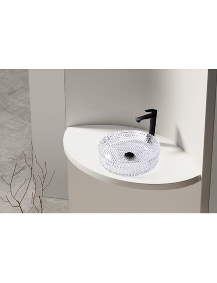 Купить Раковина накладная стеклянная ABBER Glas AK2301 прозрачная (ak2301) по цене 12325 руб., в Санкт-Петебруге в интернет магазине 100-Систем, а также дургие товары ABBER из раздела Накладные раковины и Раковины и пьедесталы