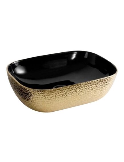 Купить Раковина-чаша CeramaLux 46 D1333H022 Черная Золотая (D1333H022) по цене 7300 руб., в Санкт-Петебруге в интернет магазине 100-Систем, а также дургие товары CeramaLux из раздела Накладные раковины и Раковины и пьедесталы