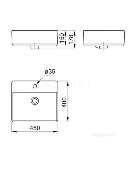 Купить Раковина Aquaton Geometry 450х400 белая WQ8A37000000004 (WQ8A37000000004) по цене 6928.78 руб., в Санкт-Петебруге в интернет магазине 100-Систем, а также дургие товары AQUATON из раздела Накладные раковины и Раковины и пьедесталы