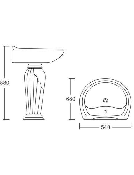 Купить Раковина CeramaLux Lux Classic 54 J-766 Белая (J-766) по цене 47513.7 руб., в Санкт-Петебруге в интернет магазине 100-Систем, а также дургие товары CeramaLux из раздела Напольные раковины и Раковины и пьедесталы