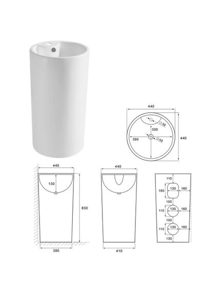 Купить Раковина CeramaLux 46 NB135 Белая (nb135) по цене 28300 руб., в Санкт-Петебруге в интернет магазине 100-Систем, а также дургие товары CeramaLux из раздела Напольные раковины и Раковины и пьедесталы