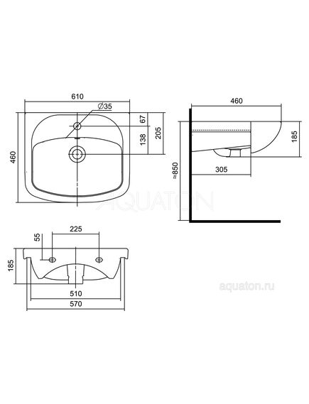 Купить Раковина AQUATON Акварель 60 1WH110195 (1wh110195) по цене 3352.63 руб., в Санкт-Петебруге в интернет магазине 100-Систем, а также дургие товары AQUATON из раздела Подвесные раковины и Раковины и пьедесталы