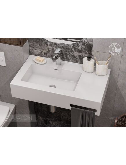Купить Раковина AQUATON Квадро Про 80 левая 1A734431QA01L (1a734431qa01l) по цене 24606.7 руб., в Санкт-Петебруге в интернет магазине 100-Систем, а также дургие товары AQUATON из раздела Подвесные раковины и Раковины и пьедесталы