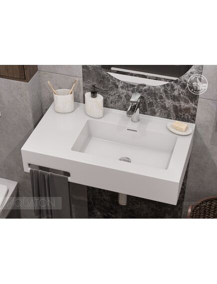 Купить Раковина AQUATON Квадро Про 80 правая 1A734331QA01R (1a734331qa01r) по цене 24606.7 руб., в Санкт-Петебруге в интернет магазине 100-Систем, а также дургие товары AQUATON из раздела Подвесные раковины и Раковины и пьедесталы