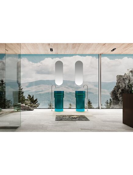 Купить Раковина отдельностоящая прозрачная ABBER Kristall AT2701Aquamarin-H бирюзовая (at2701aquamarin-h) по цене 120000 руб., в Санкт-Петебруге в интернет магазине 100-Систем, а также дургие товары ABBER из раздела Напольные раковины и Раковины и пьедесталы