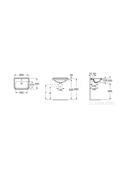 Купить Раковина Roca Carmen 60х45 3270A5000 (3270a5000) по цене 23989 руб., в Санкт-Петебруге в интернет магазине 100-Систем, а также дургие товары ROCA из раздела Подвесные раковины и Раковины и пьедесталы