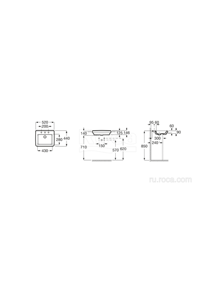 Купить Раковина Roca Dama-N 57х43 32778S000 (32778s000) по цене 21681.27 руб., в Санкт-Петебруге в интернет магазине 100-Систем, а также дургие товары ROCA из раздела Подвесные раковины и Раковины и пьедесталы