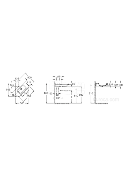 Купить Раковина Roca Dama-N 65х50 32778C000 (32778C000) по цене 24450.27 руб., в Санкт-Петебруге в интернет магазине 100-Систем, а также дургие товары ROCA из раздела Подвесные раковины и Раковины и пьедесталы