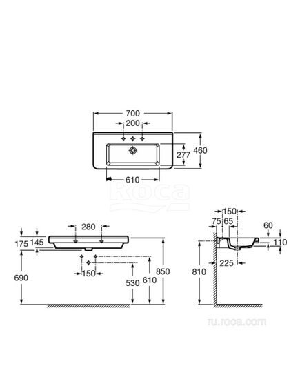 Купить Раковина Roca Dama-N 700х46 327782000 (327782000) по цене 24450.27 руб., в Санкт-Петебруге в интернет магазине 100-Систем, а также дургие товары ROCA из раздела Подвесные раковины и Раковины и пьедесталы