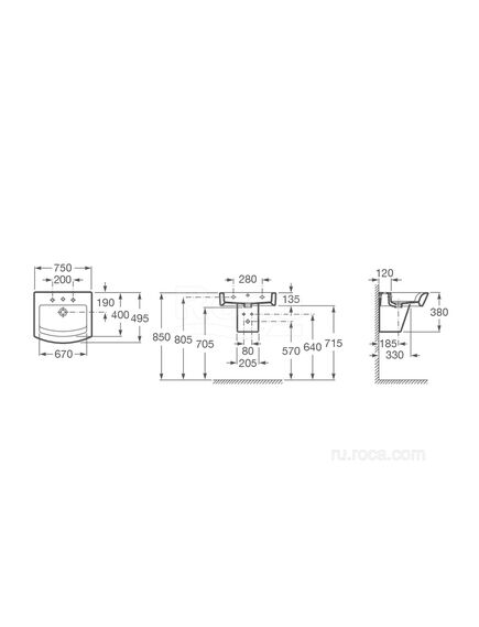 Купить Раковина Roca Hall 75x49,5 32762G000 (32762G000) по цене 27680.77 руб., в Санкт-Петебруге в интернет магазине 100-Систем, а также дургие товары ROCA из раздела Подвесные раковины и Раковины и пьедесталы