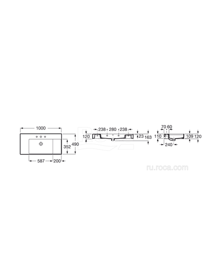 Купить Раковина Roca Inspira Square Unik 100x49 32752A000 (32752A000) по цене 72907.77 руб., в Санкт-Петебруге в интернет магазине 100-Систем, а также дургие товары ROCA из раздела Подвесные раковины и Раковины и пьедесталы