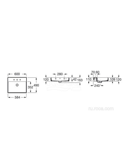 Купить Раковина Roca Inspira Square WB Unik 60x49 32752C000 (32752C000) по цене 43833.27 руб., в Санкт-Петебруге в интернет магазине 100-Систем, а также дургие товары ROCA из раздела Подвесные раковины и Раковины и пьедесталы