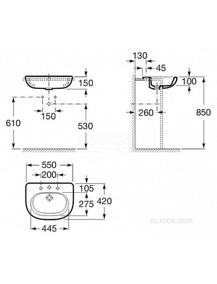 Купить Раковина Roca Meridian 55х42 32724S000 (32724s000) по цене 23988.77 руб., в Санкт-Петебруге в интернет магазине 100-Систем, а также дургие товары ROCA из раздела Подвесные раковины и Раковины и пьедесталы
