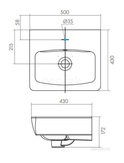 Купить Раковина Santek Нео 50 отверстие под смеситель 1WH302184 (1wh302184) по цене 3491.7 руб., в Санкт-Петебруге в интернет магазине 100-Систем, а также дургие товары SANTEK из раздела Подвесные раковины и Раковины и пьедесталы