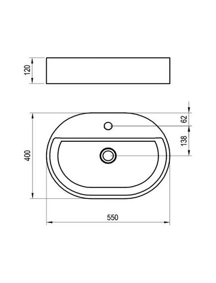 Купить Умывальник CERAMIC 550 O SLIM Shelf белый (XJX01155003) по цене 26955 руб., в Санкт-Петебруге в интернет магазине 100-Систем, а также дургие товары RAVAK из раздела Накладные раковины и Раковины и пьедесталы