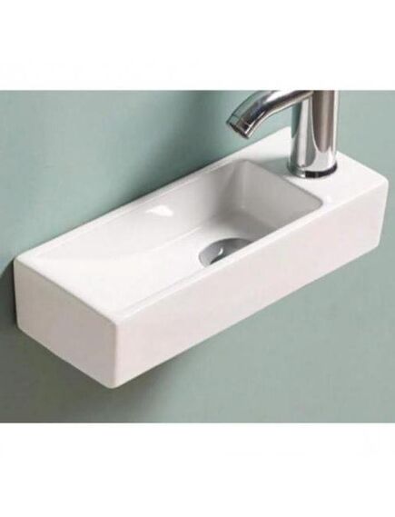 Купить Раковина CeramaLux 38 9048 L белая (9048FL) по цене 8400 руб., в Санкт-Петебруге в интернет магазине 100-Систем, а также дургие товары CeramaLux из раздела Подвесные раковины и Раковины и пьедесталы