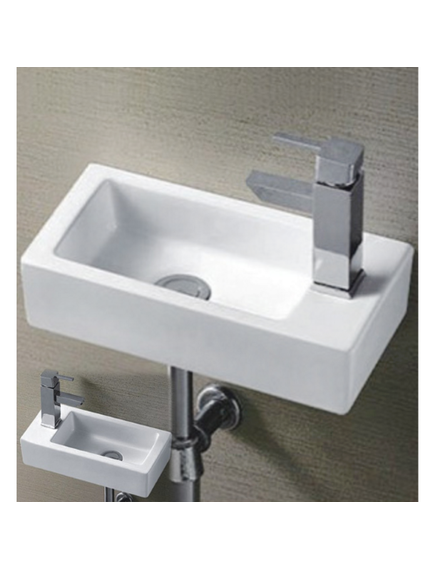 Купить Раковина CeramaLux 36 9272 L белая (9272l) по цене 7800 руб., в Санкт-Петебруге в интернет магазине 100-Систем, а также дургие товары CeramaLux из раздела Подвесные раковины и Раковины и пьедесталы