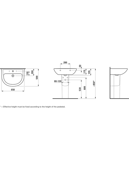 Купить Раковина Laufen Pro B 65 8.1095.3 Белая (8.1095.3.000.104.1) по цене 15676.68 руб., в Санкт-Петебруге в интернет магазине 100-Систем, а также дургие товары LAUFEN из раздела Подвесные раковины и Раковины и пьедесталы