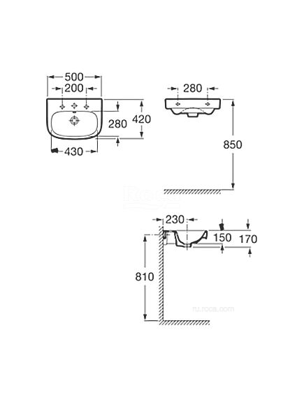 Купить Раковина Roca Debba 50x42 32799600Y (32799600y) по цене 4292 руб., в Санкт-Петебруге в интернет магазине 100-Систем, а также дургие товары ROCA из раздела Подвесные раковины и Раковины и пьедесталы