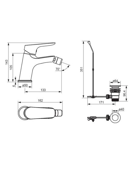 Купить 770240000 Jupiter, смеситель для биде с донным клапаном, хром (770240000) по цене 7990 руб., в Санкт-Петебруге в интернет магазине 100-Систем, а также дургие товары DAMIXA из раздела Смесители для биде и Смесители