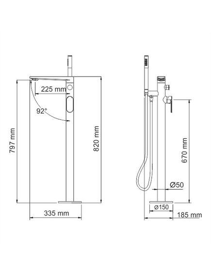 Купить Смеситель для ванны WasserKRAFT Dinkel 5821 Хром (5821) по цене 82518 руб., в Санкт-Петебруге в интернет магазине 100-Систем, а также дургие товары WasserKRAFT из раздела Напольные смесители для ванны, раковины и Смесители для ванны и душа