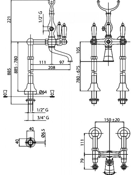 Купить Смеситель Cezares First FIRST-VDP-01-Bi напольный (first-vdp-01-bi) по цене 106730 руб., в Санкт-Петебруге в интернет магазине 100-Систем, а также дургие товары CEZARES из раздела Напольные смесители для ванны, раковины и Смесители для ванны и душа