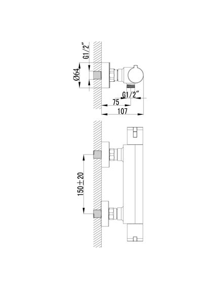Купить Смеситель Lemark Yeti LM7833C для душа, термостатический (lm7833c) по цене 22600 руб., в Санкт-Петебруге в интернет магазине 100-Систем, а также дургие товары LEMARK из раздела Смесители для душа без излива и Смесители для ванны и душа