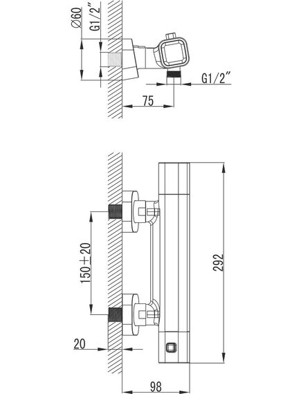 Купить Смеситель для душа Ravak 10° Termo 300 TD 033.00/150 мм X070102 (x070102) по цене 18414 руб., в Санкт-Петебруге в интернет магазине 100-Систем, а также дургие товары RAVAK из раздела Смесители для душа без излива и Смесители для ванны и душа