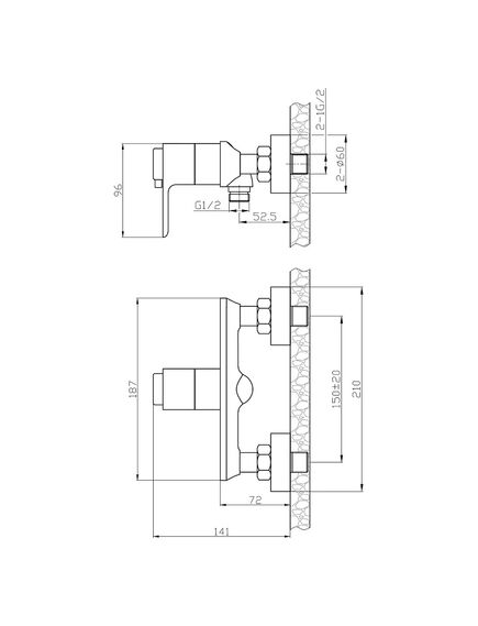 Купить Смеситель Rossinka RS50-41 для душа термостатический (RS50-41) по цене 14230 руб., в Санкт-Петебруге в интернет магазине 100-Систем, а также дургие товары ROSSINKA из раздела Смесители для душа без излива и Смесители для ванны и душа
