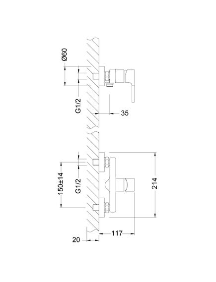 Купить Смеситель Lemark Aura LM0603C для душа (lm0603c) по цене 3590 руб., в Санкт-Петебруге в интернет магазине 100-Систем, а также дургие товары LEMARK из раздела Смесители для душа без излива и Смесители для ванны и душа