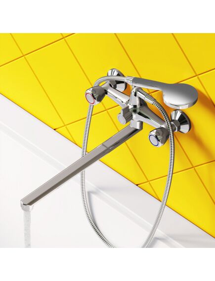 Купить D7095000 Modern двухзахватный смеситель для ванны и душа с универсальным изливом и душевым набором (d7095000) по цене 7190 руб., в Санкт-Петебруге в интернет магазине 100-Систем, а также дургие товары Dorff из раздела Смесители с длинным изливом и Смесители для ванны и душа