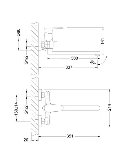 Купить Смеситель Lemark Point LM0351C универсальный (LM0351C) по цене 9440 руб., в Санкт-Петебруге в интернет магазине 100-Систем, а также дургие товары LEMARK из раздела Смесители с длинным изливом и Смесители для ванны и душа