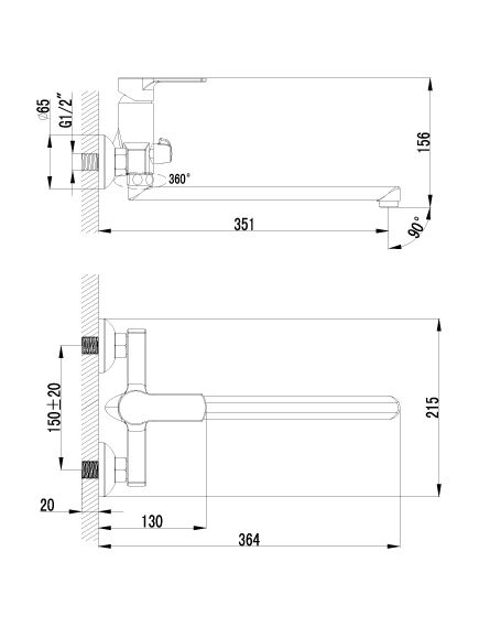 Купить Смеситель Lemark Plus Grace LM1551C универсальный (lm1551c) по цене 8500 руб., в Санкт-Петебруге в интернет магазине 100-Систем, а также дургие товары LEMARK из раздела Смесители с длинным изливом и Смесители для ванны и душа