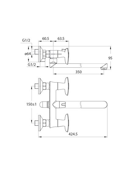 Купить Смеситель Iddis Copter COPSBL2i10WA для ванны и душа, с длинным изливом (copsbl2i10wa) по цене 11990 руб., в Санкт-Петебруге в интернет магазине 100-Систем, а также дургие товары IDDIS из раздела Смесители с длинным изливом и Смесители для ванны и душа