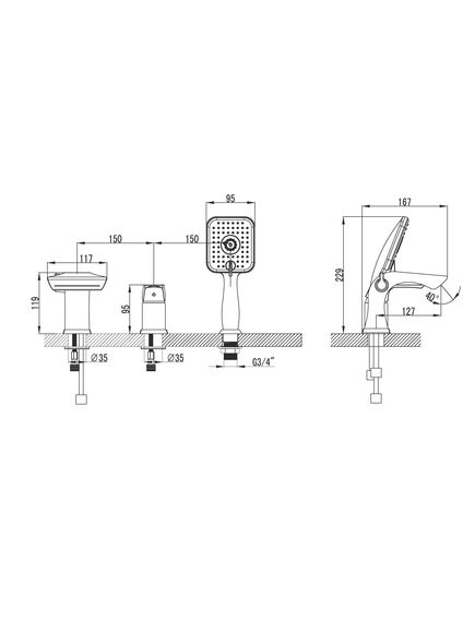 Купить Смеситель Lemark Unit LM4545C на борт ванны (lm4545c) по цене 24350 руб., в Санкт-Петебруге в интернет магазине 100-Систем, а также дургие товары LEMARK из раздела Смесители на борт ванны и Смесители для ванны и душа